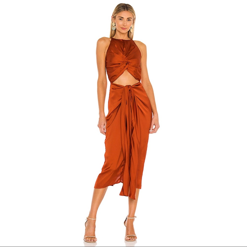 Andrea Iyamah Reni Knotted Sleeveless Midi Dress